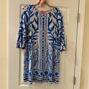 Lilly Pulitzer Blue and Cream Long Sleeve Dress